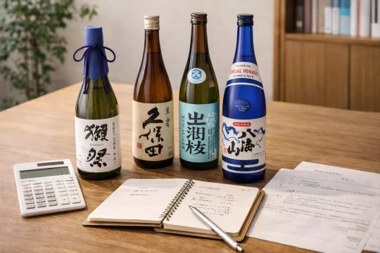 일본 사케 직구를 알아보며 세금과 통관 포인트를 확인하는 장면 이미지